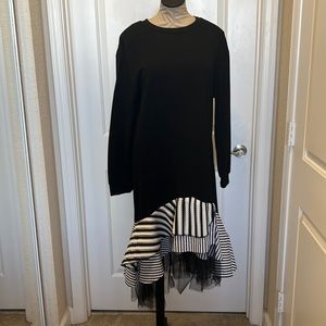 Strips and tulle dress